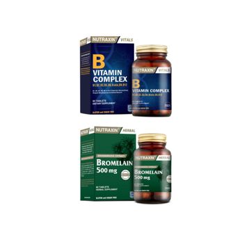 Nutraxin B Vitamin Complex 60 Tablet + Nutraxin Bromelain Ananas 60 Tablet