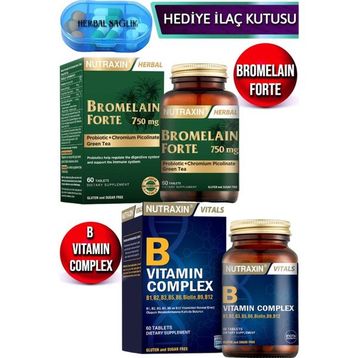 Nutraxin Bromelain Forte 60 Tablet + B Vitamin Complex 60 Tablet