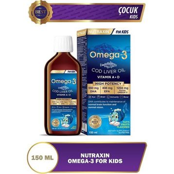 Nutraxin For Kids Omega-3 Tutti Frutti Aromalı 2x150 ml Balık Yağı