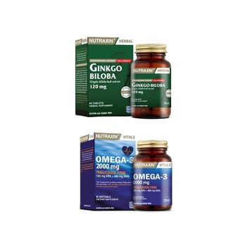 Nutraxin Ginkgo Biloba 60 Tablet + Omega-3 2000 mg 60 Kapsül Balık Yağı