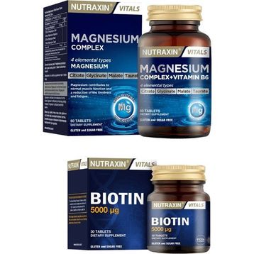 Nutraxin Magnesium Complex Vitamin B6 60 Tablet + Biotin 5000 mcg 30 Tablet