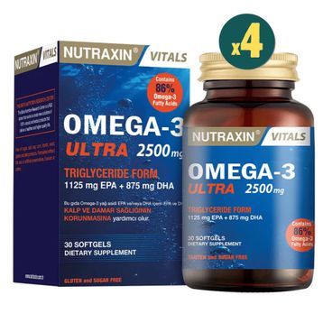 Nutraxin Omega-3 Ultra 2500 mg 4x30 Kapsül Balık Yağı
