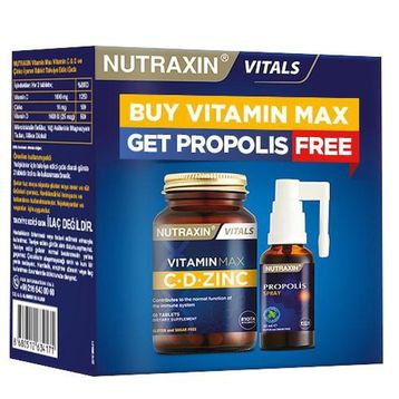 Nutraxin Vitamin Max C-D-Zinc 60 Tablet + Propolis 30 ml Sprey