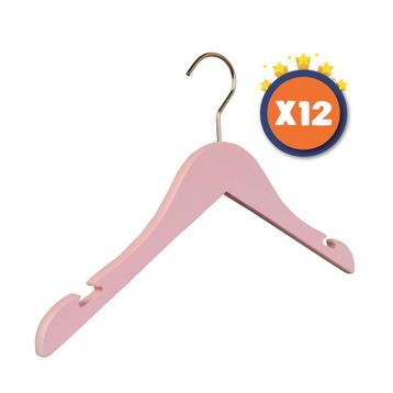 Nyn Pembe Ahşap 12 Adet Bebek Elbise Askısı