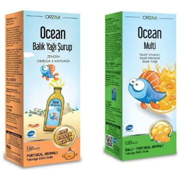 Ocean Balık Yağı Şurup Portakal Aromalı 150 ml+150 ml Ocean Multi Şurup Ballı-Portakal Aromalı