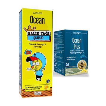 Ocean Balık Yağı Şurup Portakal Aromalı 150 ml+Ocean Plus 1200 mg 50 Kapsül
