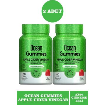 Ocean Gummies Apple Cider Vinegar 2x60 Çiğnenebilir Jel Form