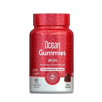 Ocean Gummies Iron Çilek Aromalı 60 Çiğnenebilir Jel Form
