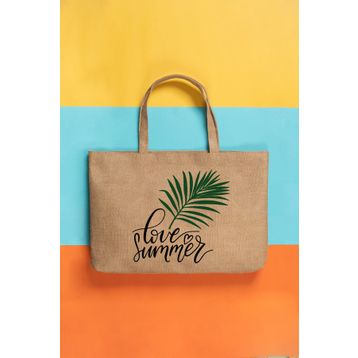 Ocean Home Love Summer Baskılı Jüt Çanta
