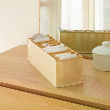 Ocean Home Textile 11x41.5x12 cm 10 Bölmeli Bej Balıksırtı Çekmece Düzenleyici