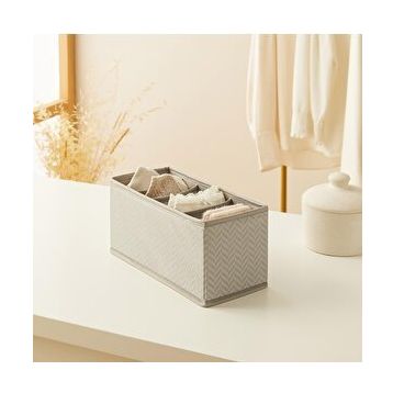 Ocean Home Textile 13x28x13 cm 6 Bölmeli Gri Balıksırtı Çekmece İçi Düzenleyici Kutu