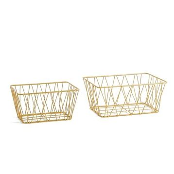 Ocean Home Textile 25x18.5x10.5 / 20.5x15.5x10 cm 2'li Altın Renk Metal Sepet Set