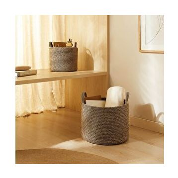 Ocean Home Textile 26x22 / 35x27 cm 2'li Siyah Kırçıllı Jüt Halat Sepet Set