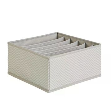 Ocean Home Textile 28x28x13 cm 6 Bölmeli Gri Balıksırtı Çekmece İçi Düzenleyici Kutu