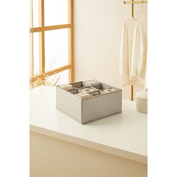 Ocean Home Textile 28x28x13 cm 9 Bölmeli Petek Gri Balıksırtı Çekmece İçi Düzenleyici Kutu