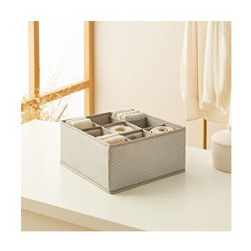 Ocean Home Textile 28x28x13 cm 9 Bölmeli Petek Gri Balıksırtı Çekmece İçi Düzenleyici Kutu