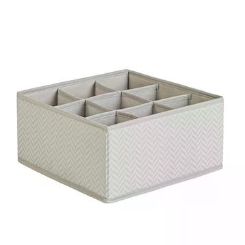 Ocean Home Textile 28x28x13 cm 9 Bölmeli Petek Gri Balıksırtı Çekmece İçi Düzenleyici Kutu