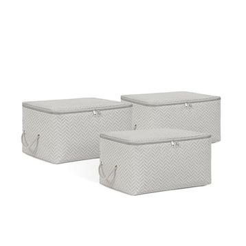 Ocean Home Textile 30x22x18 cm 3'lü Küçük Boy Gri Balıksırtı Hurç Set