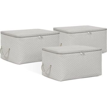 Ocean Home Textile 30x22x18 cm 3'lü Küçük Boy Gri Balıksırtı Hurç Set
