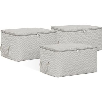 Ocean Home Textile 30x22x18 cm 3'lü Küçük Boy Gri Balıksırtı Hurç Set