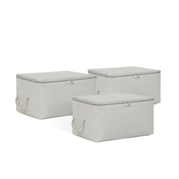 Ocean Home Textile 30x22x18 cm 3'lü Küçük Boy Gri Balıksırtı Hurç Set
