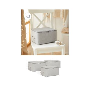 Ocean Home Textile 30x22x18 cm 3'lü Küçük Boy Gri Balıksırtı Hurç Set