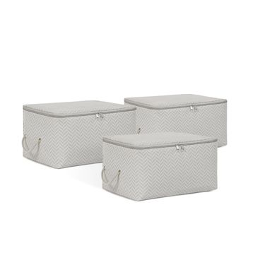 Ocean Home Textile 30x22x18 cm 3'lü Küçük Boy Gri Balıksırtı Hurç Set