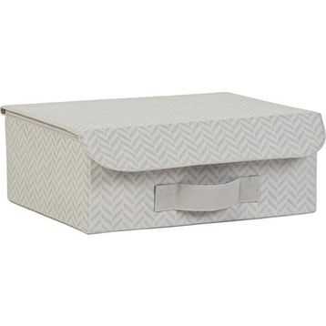 Ocean Home Textile 30x23x11 cm Çekmece İçi Gri Balıksırtı Kapaklı Kutu
