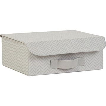 Ocean Home Textile 30x23x11 cm Çekmece İçi Gri Balıksırtı Kapaklı Kutu