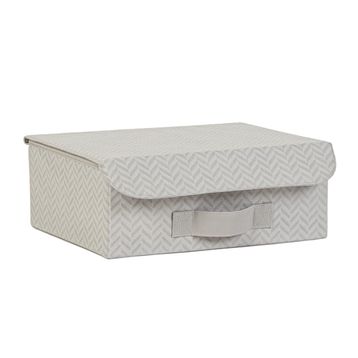 Ocean Home Textile 30x23x11 cm Çekmece İçi Gri Balıksırtı Kapaklı Kutu