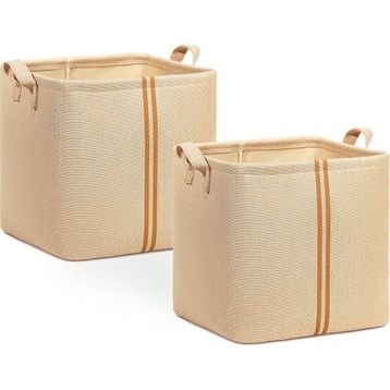 Ocean Home Textile 30x30x30 cm 2'li Çocuk Odası Jüt Keten Kumaş Sepet Set