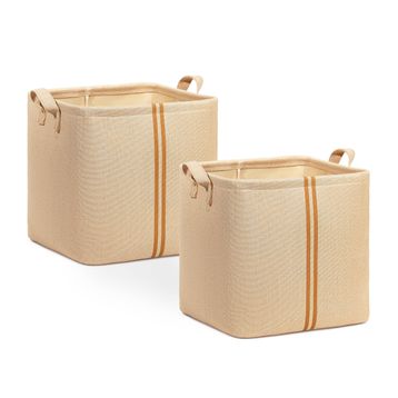 Ocean Home Textile 30x30x30 cm 2'li Çocuk Odası Jüt Keten Kumaş Sepet Set