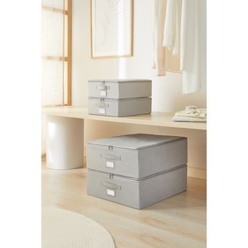 Ocean Home Textile 31x38x12 / 45x55x18 cm 4'lü Gri Balıksırtı Destekli 2 Adet Hurç Set