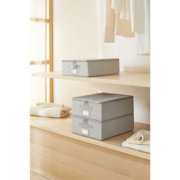 Ocean Home Textile 31x38x12 cm 3'lü Küçük Boy Gri Balıksırtı Destekli Hurç Set