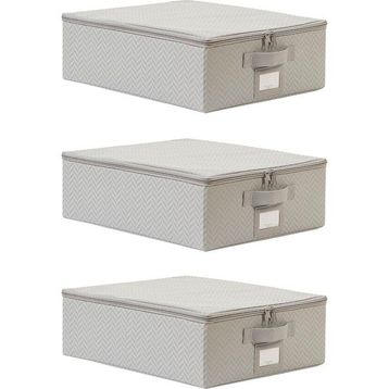 Ocean Home Textile 31x38x12 cm 3'lü Küçük Boy Gri Balıksırtı Destekli Hurç Set