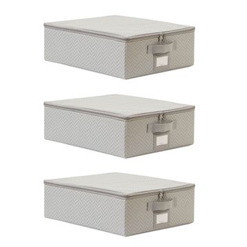 Ocean Home Textile 31x38x12 cm 3'lü Küçük Boy Gri Balıksırtı Destekli Hurç Set