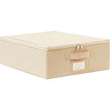 Ocean Home Textile 31x38x12 cm Küçük Boy Bej Balıksırtı Destekli Kutu Hurç