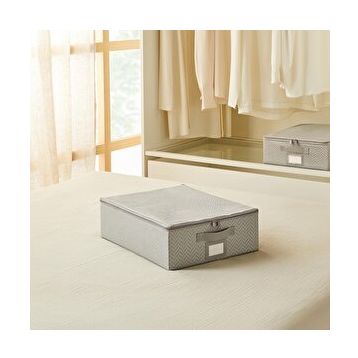 Ocean Home Textile 31x38x12 cm Küçük Boy Gri Balıksırtı Destekli Kutu Hurç