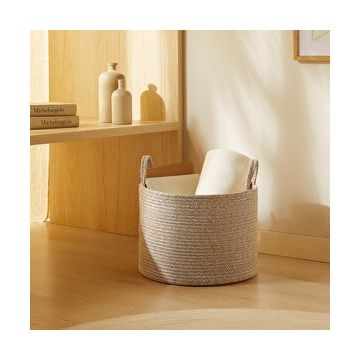 Ocean Home Textile 35x27 cm Bej Kırçıllı Pamuklu Halat Sepet