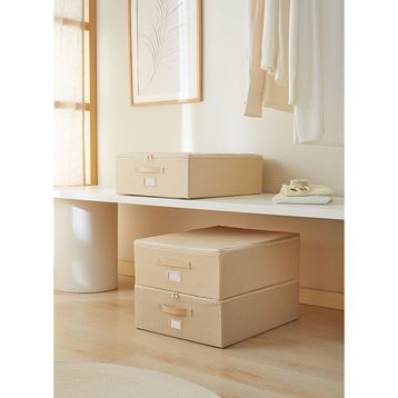 Ocean Home Textile 45x55x18 cm 3'lü Orta Boy Bej Balıksırtı Destekli Hurç Set