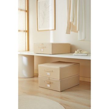 Ocean Home Textile 45x55x18 cm 3'lü Orta Boy Bej Balıksırtı Destekli Hurç Set