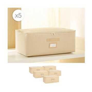 Ocean Home Textile 52x28x21 cm 5'li Orta Boy Bej Balıksırtı Hurç Set