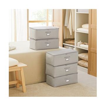 Ocean Home Textile 52x28x21 cm 5'li Orta Boy Gri Balıksırtı Hurç Set