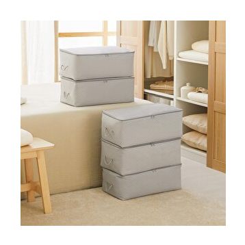 Ocean Home Textile 52x28x21 cm 5'li Orta Boy Gri Balıksırtı Hurç Set