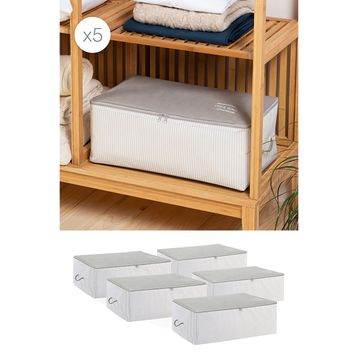 Ocean Home Textile 52x28x21 cm 5'li Orta Boy Gri Çizgili Stuff Things Hurç Set