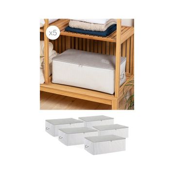 Ocean Home Textile 52x28x21 cm 5'li Orta Boy Gri Çizgili Stuff Things Hurç Set
