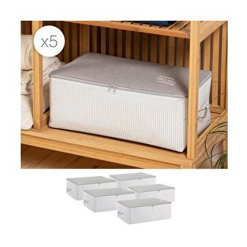 Ocean Home Textile 52x28x21 cm 5'li Orta Boy Gri Çizgili Stuff Things Hurç Set