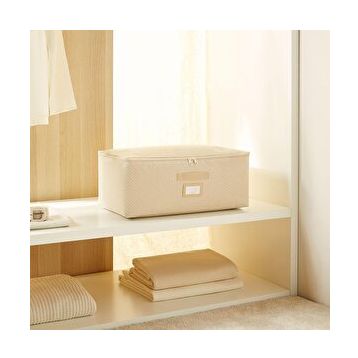 Ocean Home Textile 52x28x21 cm Orta Boy Bej Balıksırtı Hurç