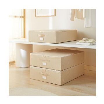 Ocean Home Textile 55x70x18 cm 3'lü Büyük Boy Bej Balıksırtı Destekli Hurç Set
