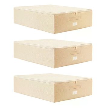 Ocean Home Textile 55x70x18 cm 3'lü Büyük Boy Bej Balıksırtı Destekli Hurç Set